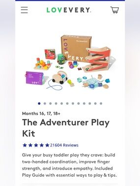 Lovevery The Adventurer Play Kit
Ages 16,17,18 months